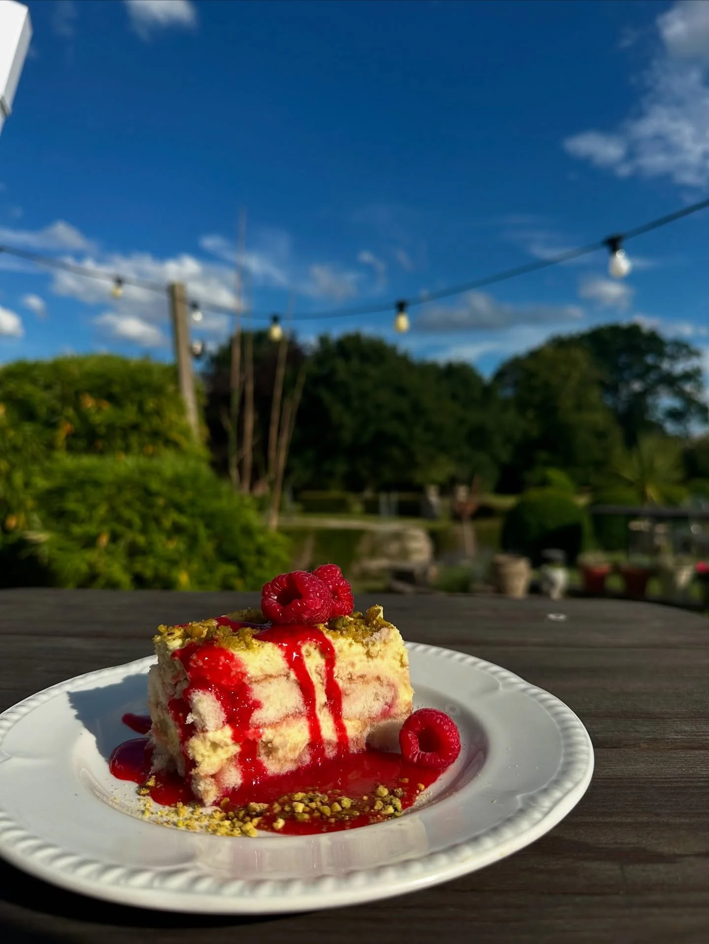 Our Pistachio &amp; Raspberry Tiramisu is a 𝐬𝐥𝐢𝐜𝐞 𝐨𝐟 𝐬𝐮𝐦𝐦𝐞𝐫! 

It&rsquo;s the perfect way to end your meal - light, creamy &amp; zingy with a sprinkle of pistachio crunch.

It&rsquo;s also available as part of our Heritage Menu - enjoy t