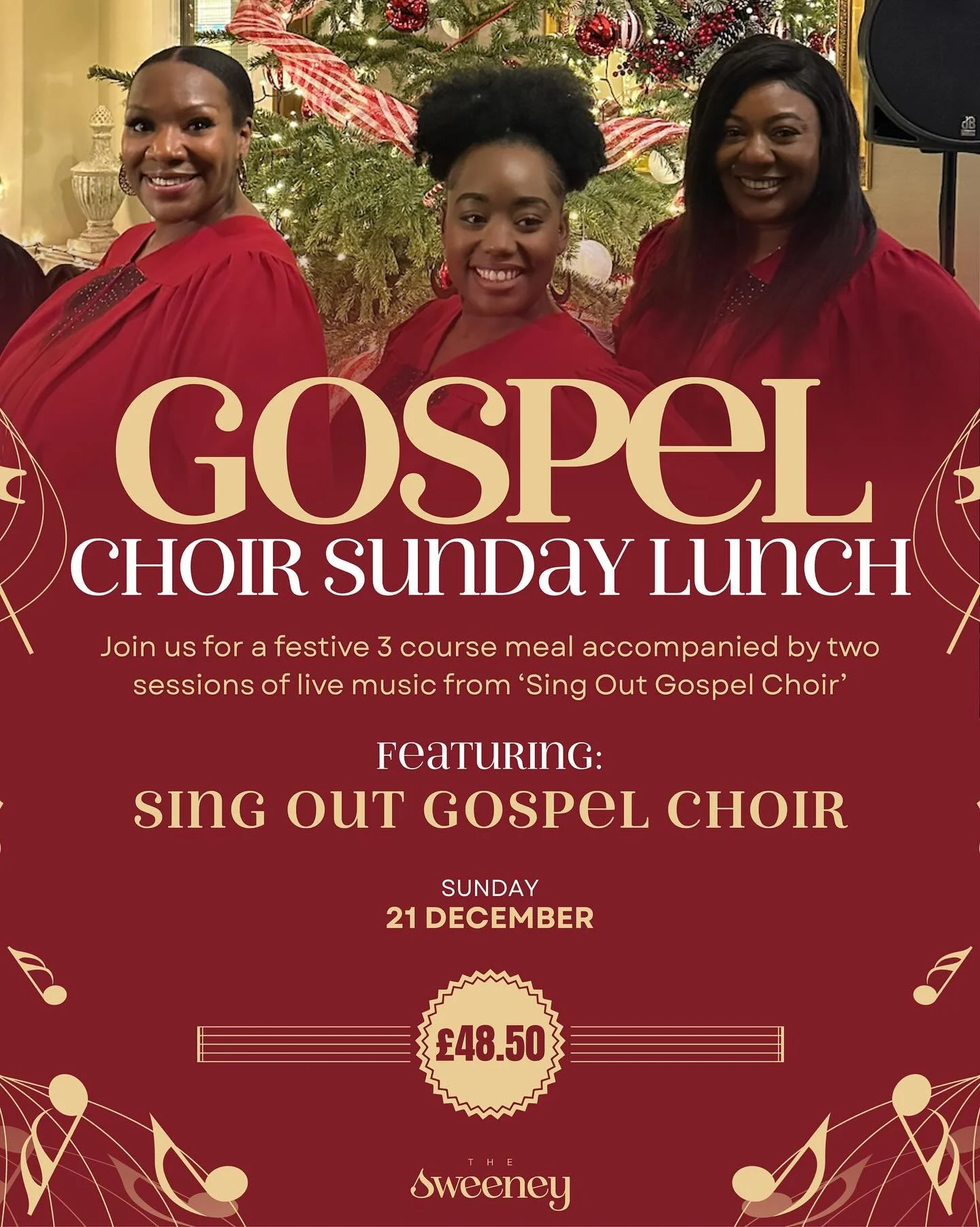 🎶 BACK BY POPULAR DEMAND 🎶 

Gospel Choir Sunday Lunch🎤

Get the Christmas Week off to a joyful and merry start.  Join us on Sunday 21st December for a heartwarming afternoon of live gospel music from the incredible Sing Out Gospel Choir, as seen 