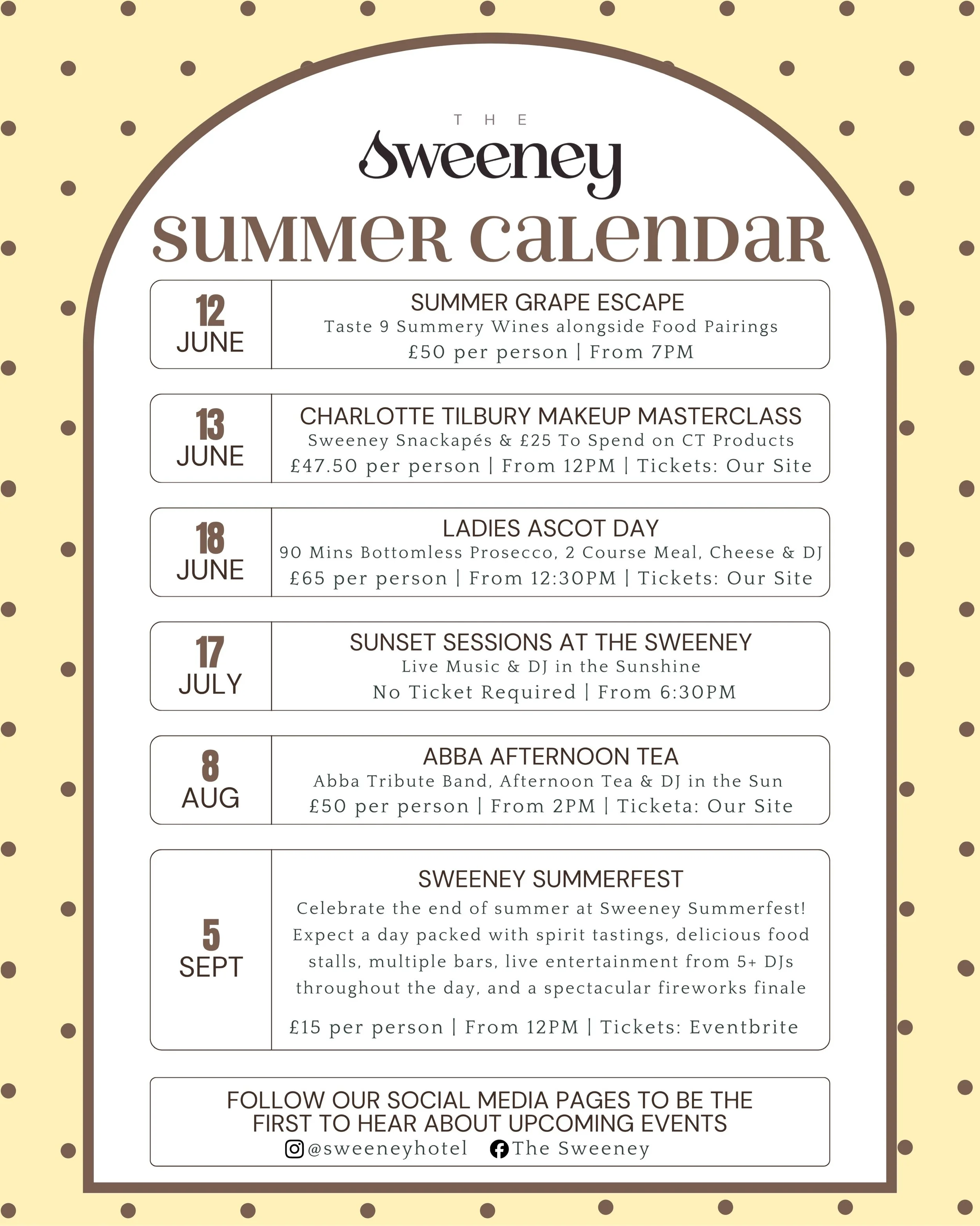 Our Sweeney Summer Calendar ☀️ 
| New Dates &amp; Information added x