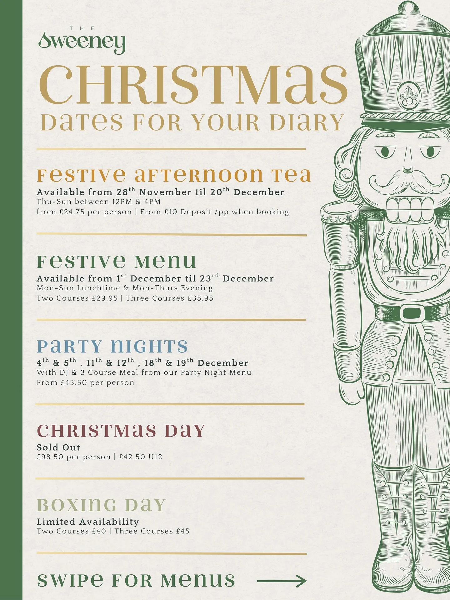 Somehow, it&rsquo;s nearly that time of year again&hellip;🎄

And rather than ease you into Christmas gently, we thought we&rsquo;d give you the lot.

Festive menus, party nights, drinks packages, afternoon tea, Boxing Day and lots of important dates