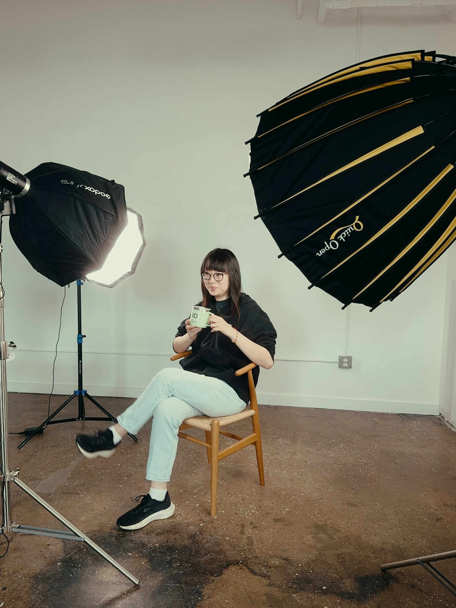 Behind the scenes of an on-site corporate headshot setup in New York City