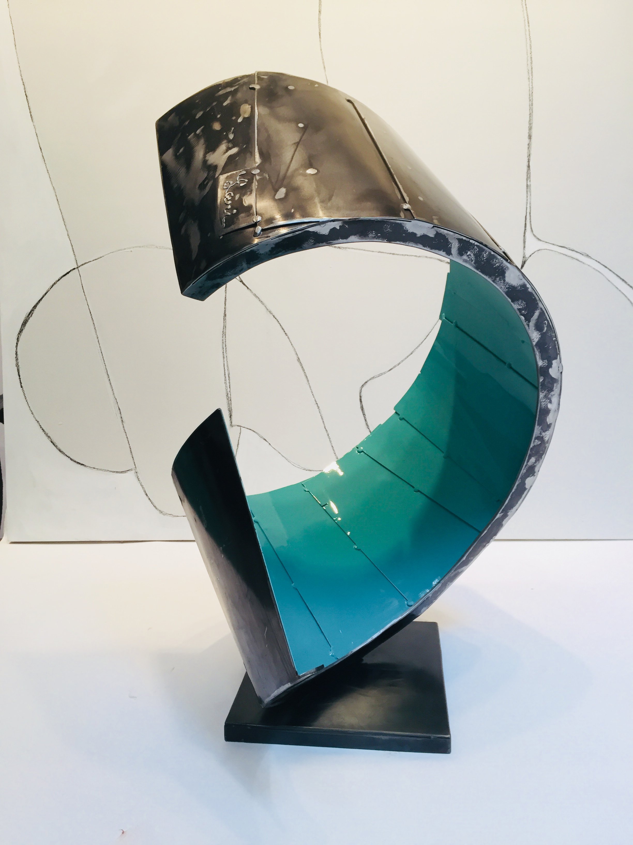 Turquoise Curl, 28x11x9", Welded Steel