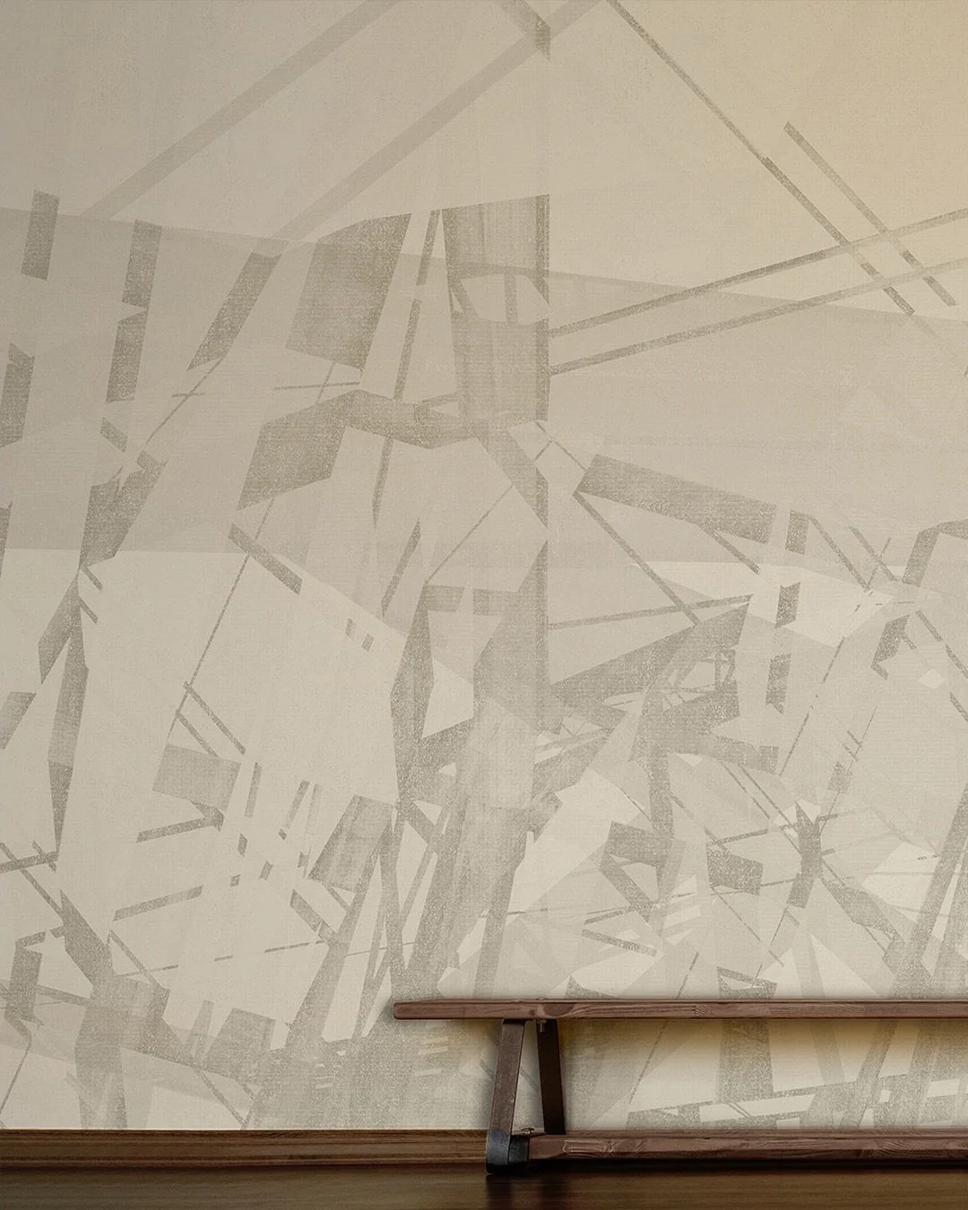 CROSSING⁠
A revolution of bold industrial lines. 

Turn your walls into a statement with our CROSSING wall mural. Available in two colourways: WHISTLE &amp;⁠ GROUND. 

#BoldInteriors #Designerwallpaper