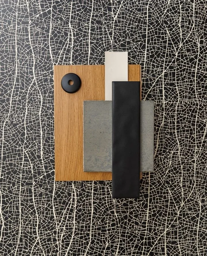 From our PASSENGER Collection⁠
Pattern: JUNCTION⁠
Colorway: CARBON⁠
⁠
We had a special appearance for this flat lay shoot of our gorgeous Junction pattern.  Swipe to see the results of our perfectly complementary office pup Sunny.⁠
⁠