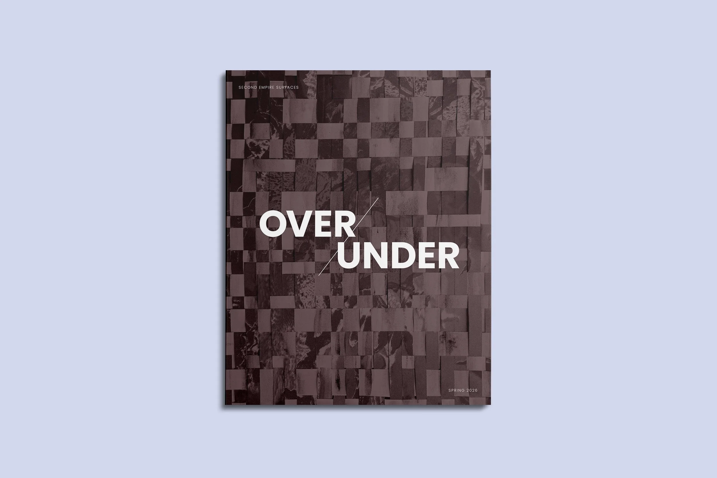 Cover of a magazine titled 'Over/Under' with a geometric pattern background, indicating it's Spring 2026 publication.