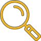 Magnifying glass icon with a yellow handle