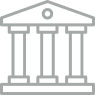 Outline of a classical building with columns and a triangular pediment