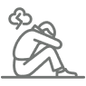 A stick figure person sitting on the ground and crying, with a sad expression and a tear falling from one eye.
