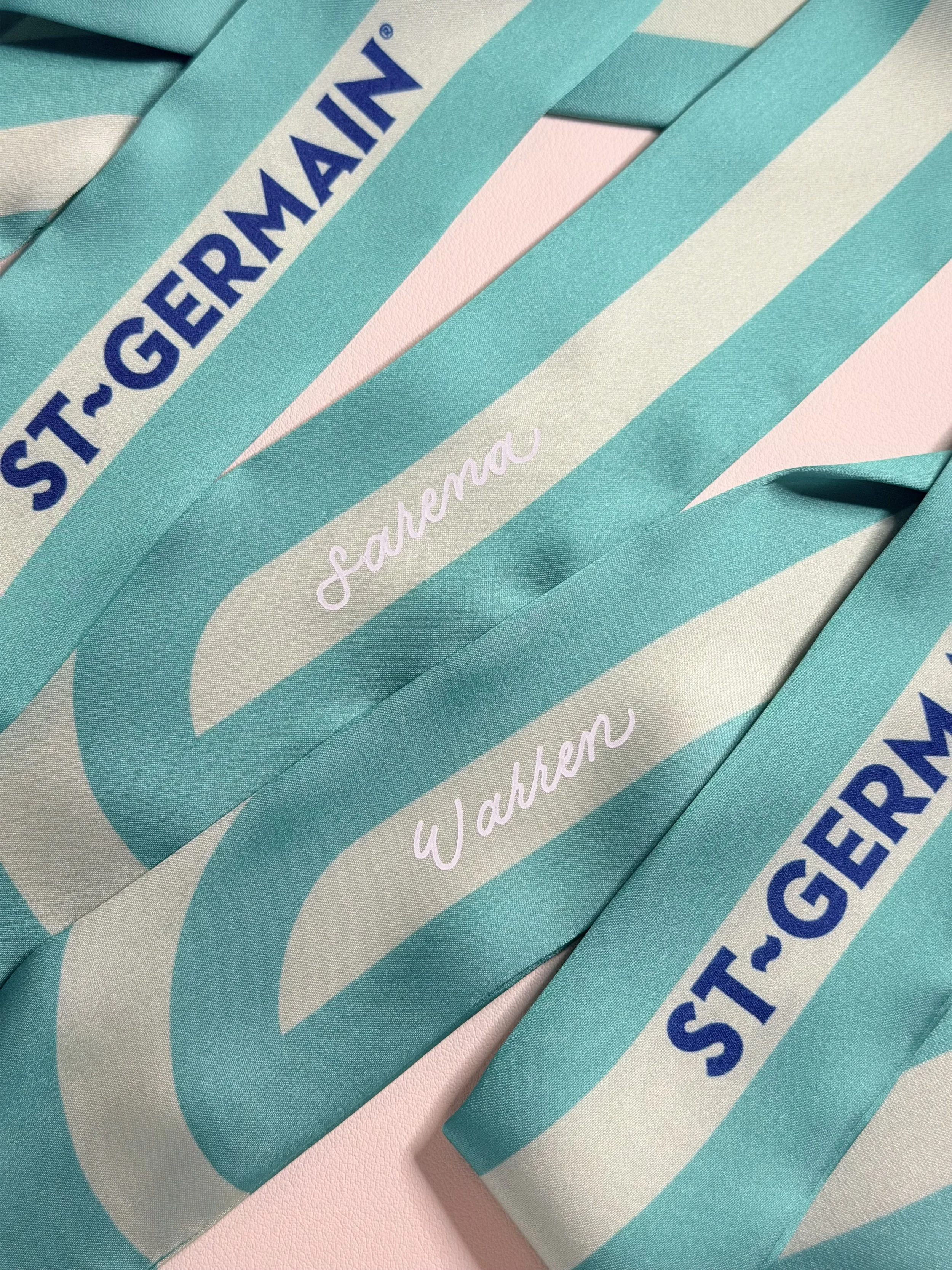 St~Germain hot foiled scarves for brand activation in Santa Barbara Polo & Racquet Club by Ink and Innuendos