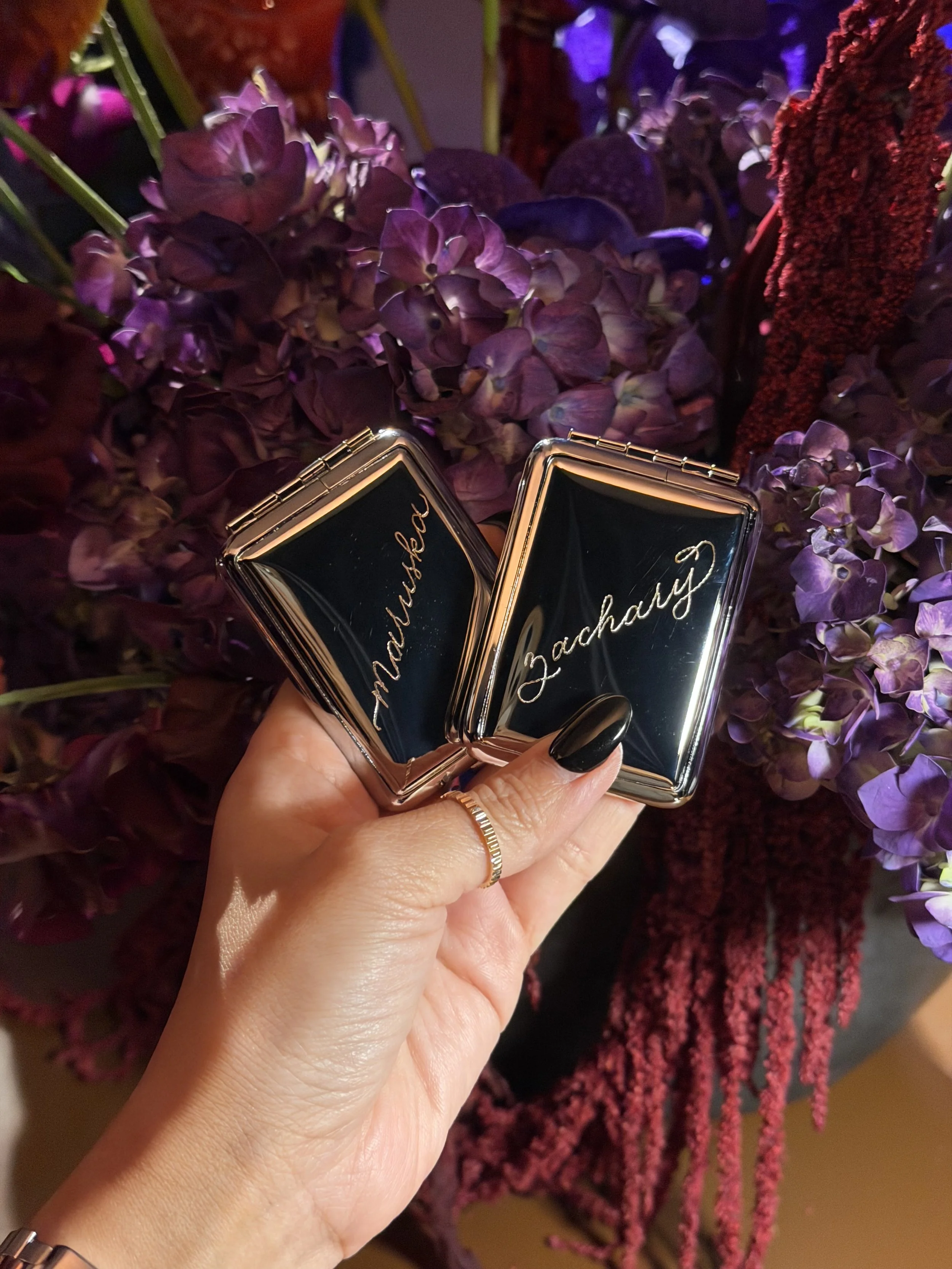 live personalization hand engraved metal matchbooks for corporate gala event in Orange County ink and innuendos 