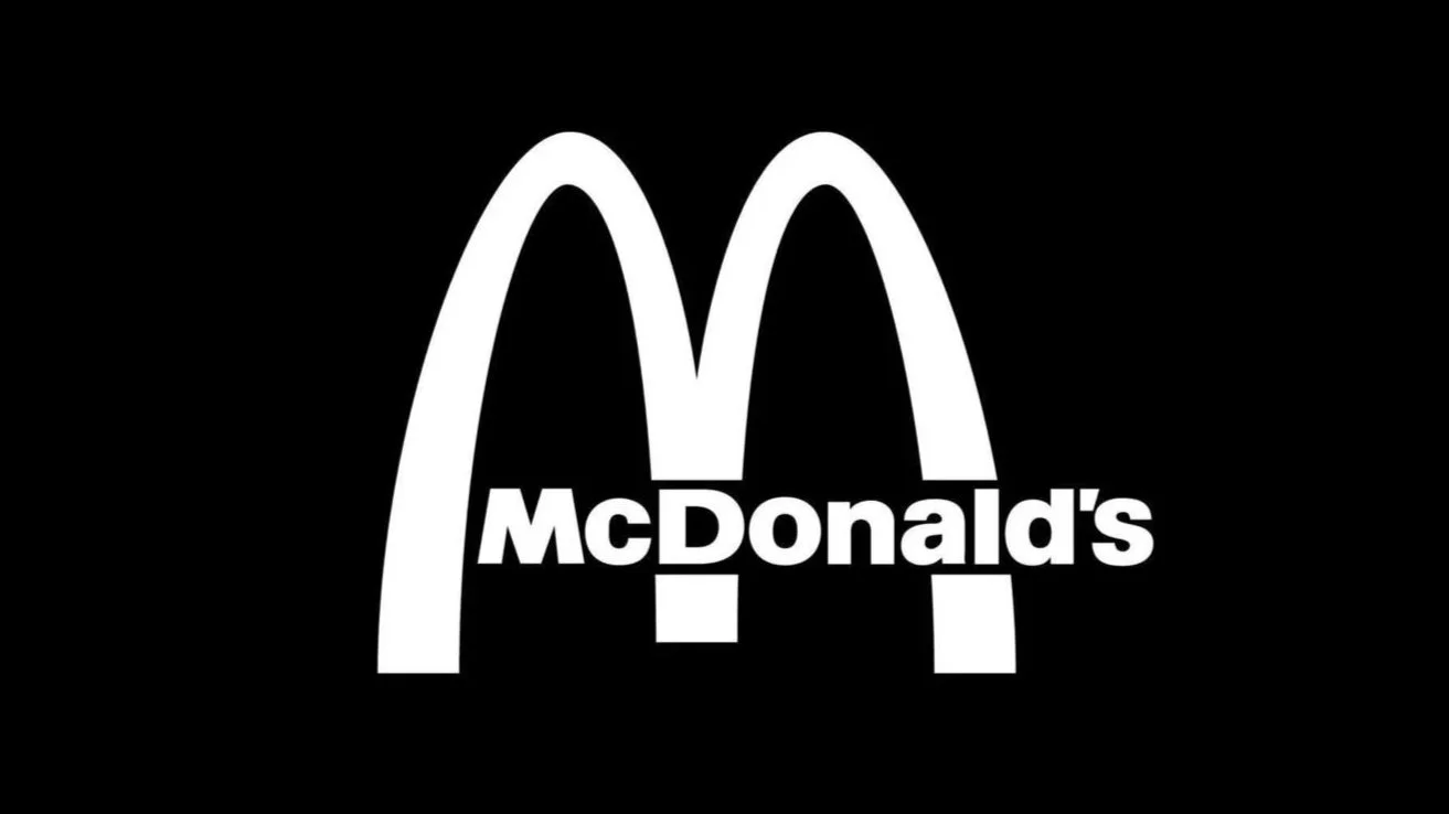 A black background with a white McDonald's logo and the text "McDonald's".