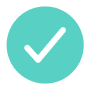 Blue circle with a white checkmark inside.
