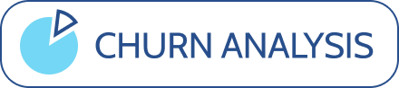 Churn Analysis logo with a pie chart icon and blue and black text