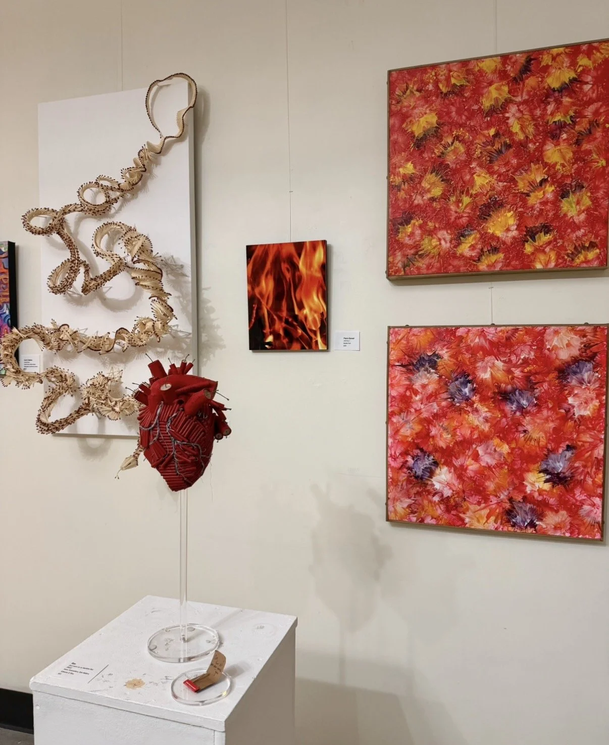 "Flora & Flame" (4/2026-7/2026)
Artists:
Geo (Don't leave me on Naphthol Red0
Pierre Garand (2018 Fire-1)
Alisa Marie (Through the Fire)
