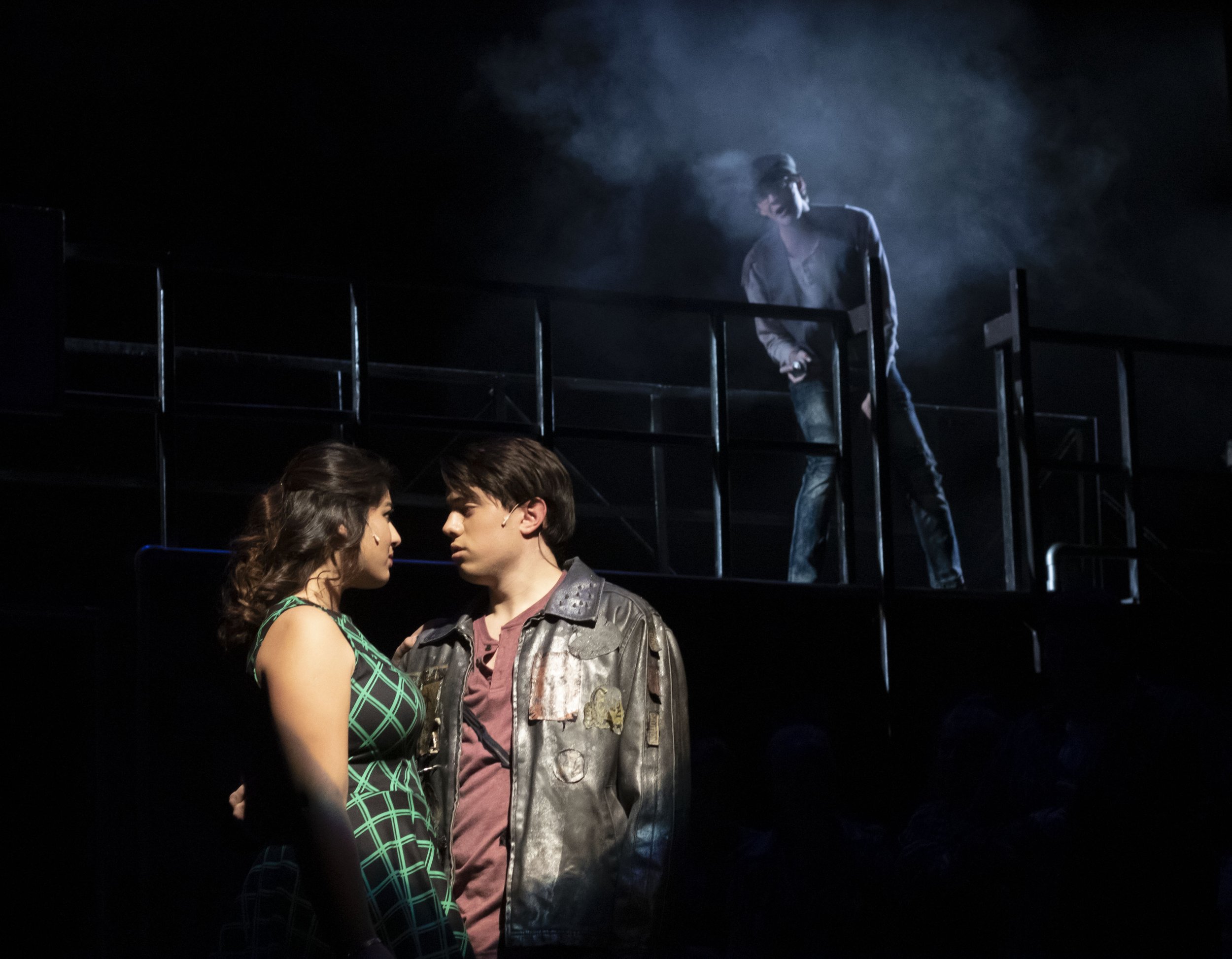 Karina Mosqueda, Kegan Main and Neil Montieth in Urinetown