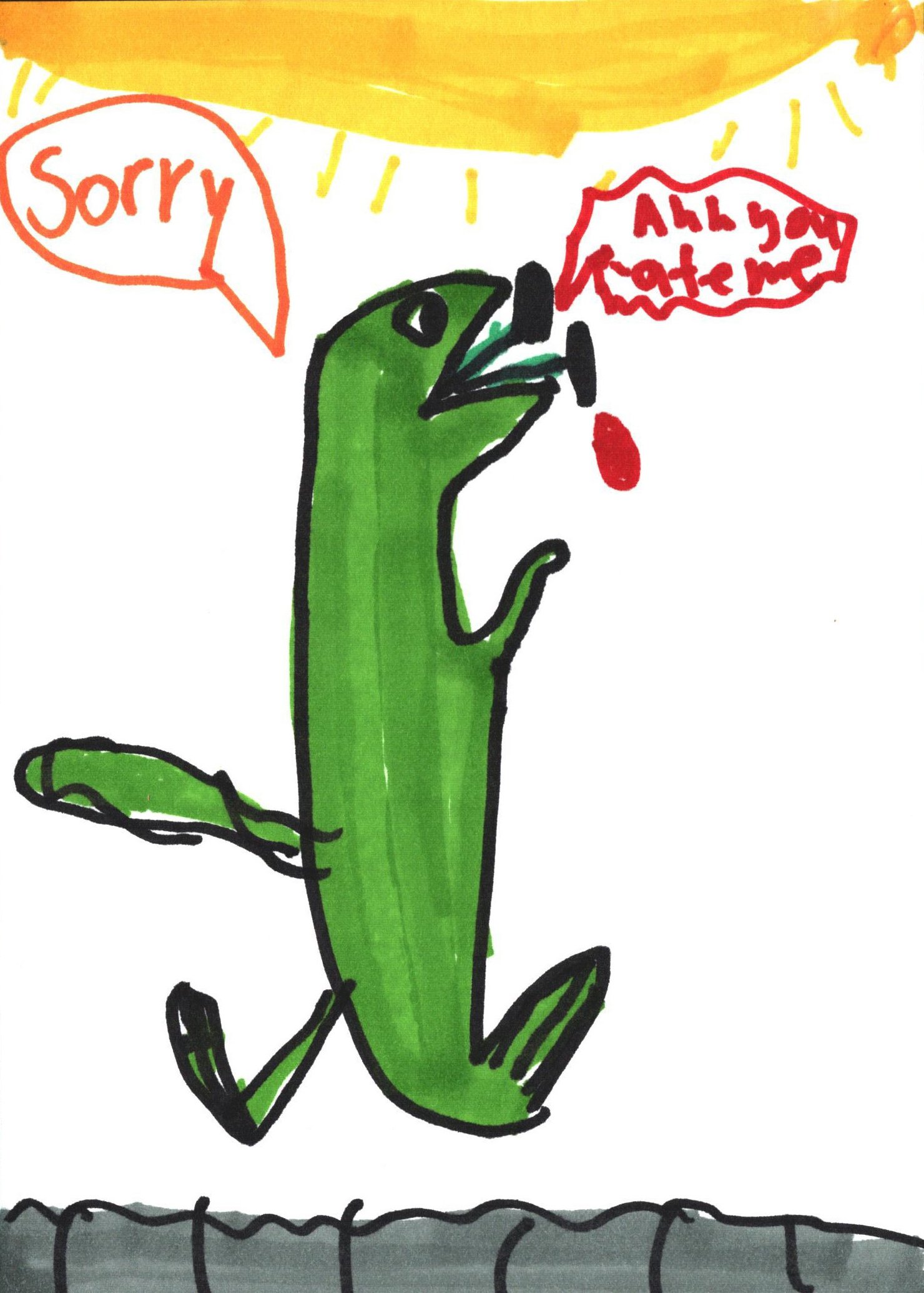 "T-Rex Ate A Guy" by Ada, 5x7"