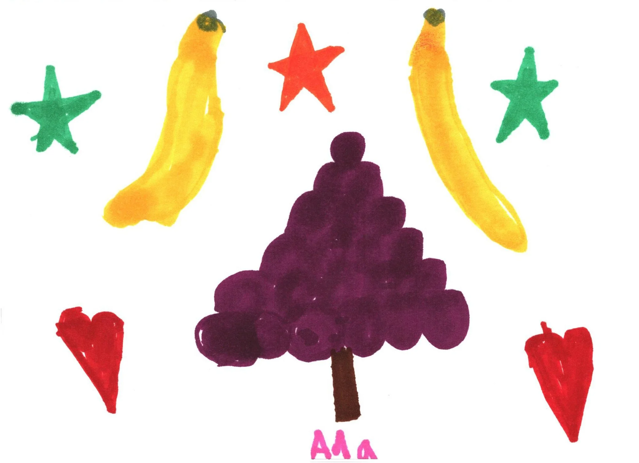 "Grapes and Bananas" by Ada, 5x7"