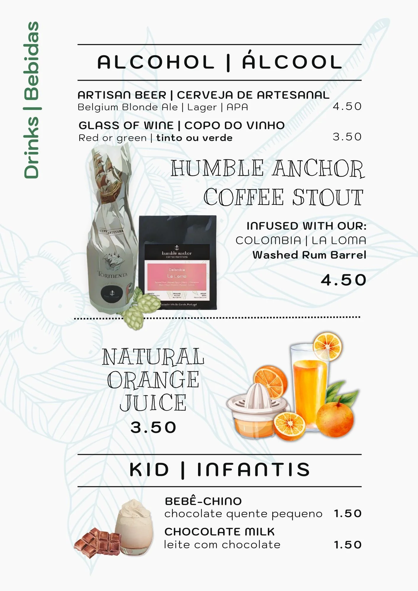 Artisan Beer, Natural Orange Juice