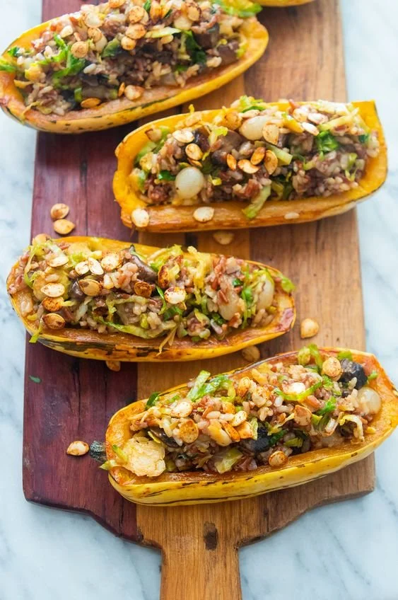 Giada's Wild Rice Stuffing in Delicata Squash Boats