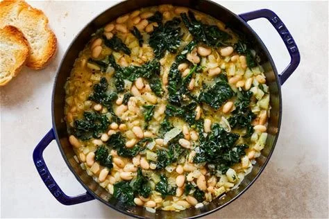 Braised Kale and White Beans with Parmesan