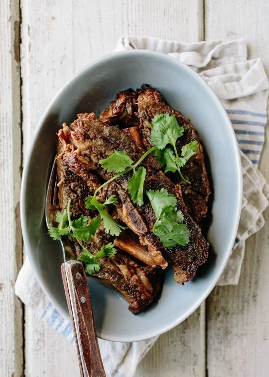 Slow Cooker Short Ribs with Asian Pear, Ginger and Scallions