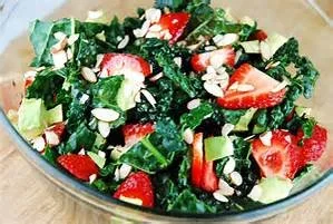 Kale, Strawberry and Avocado Salad with Lemon Poppy Seed Dressing