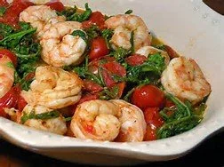 Sauteed Shrimp with Arugula and Tomatoes