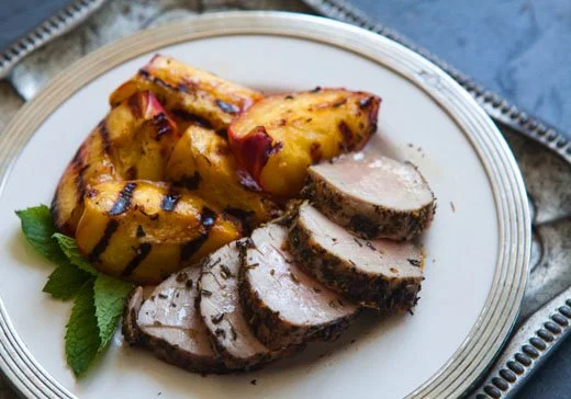 Herb Grilled Pork Tenderloin and Peaches