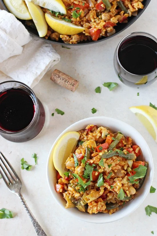 Vegetarian Paella with Red Peppers and Chickpeas