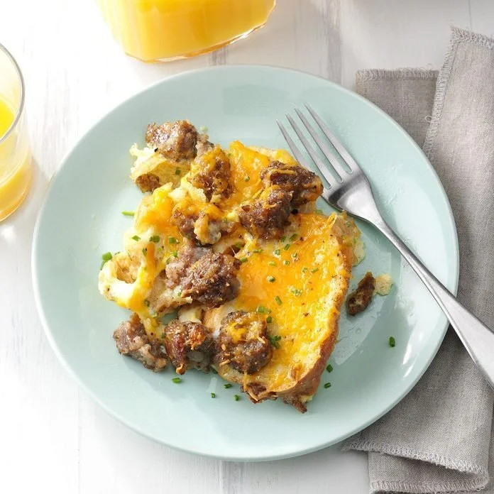 Sausage, Cheddar and Chive Savory French Toast