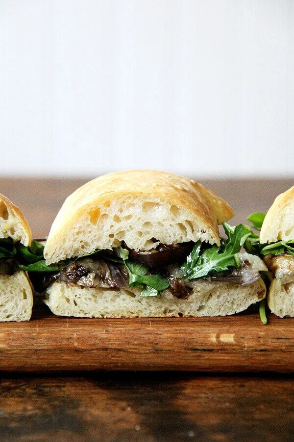 Eggplant Sandwiches with Cubanelle Peppers and Baby Arugula
