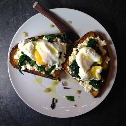 Poached Eggs on Toast with Ramps