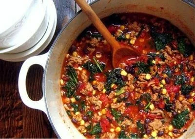 Turkey Chili with Green Kale and Sweet Corn