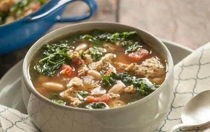 Kale and White Bean Stew with Onions, Garlic and Tomatoes