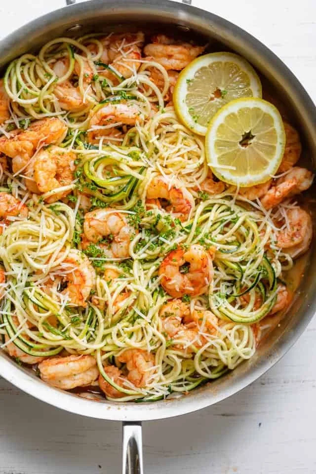 Green Zucchini Noodles with Shrimp