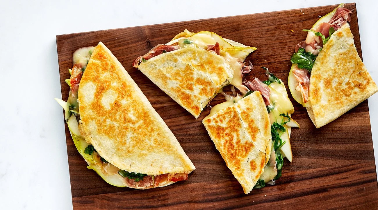 Pear, Prosciutto and Mozzarella Quesadilla