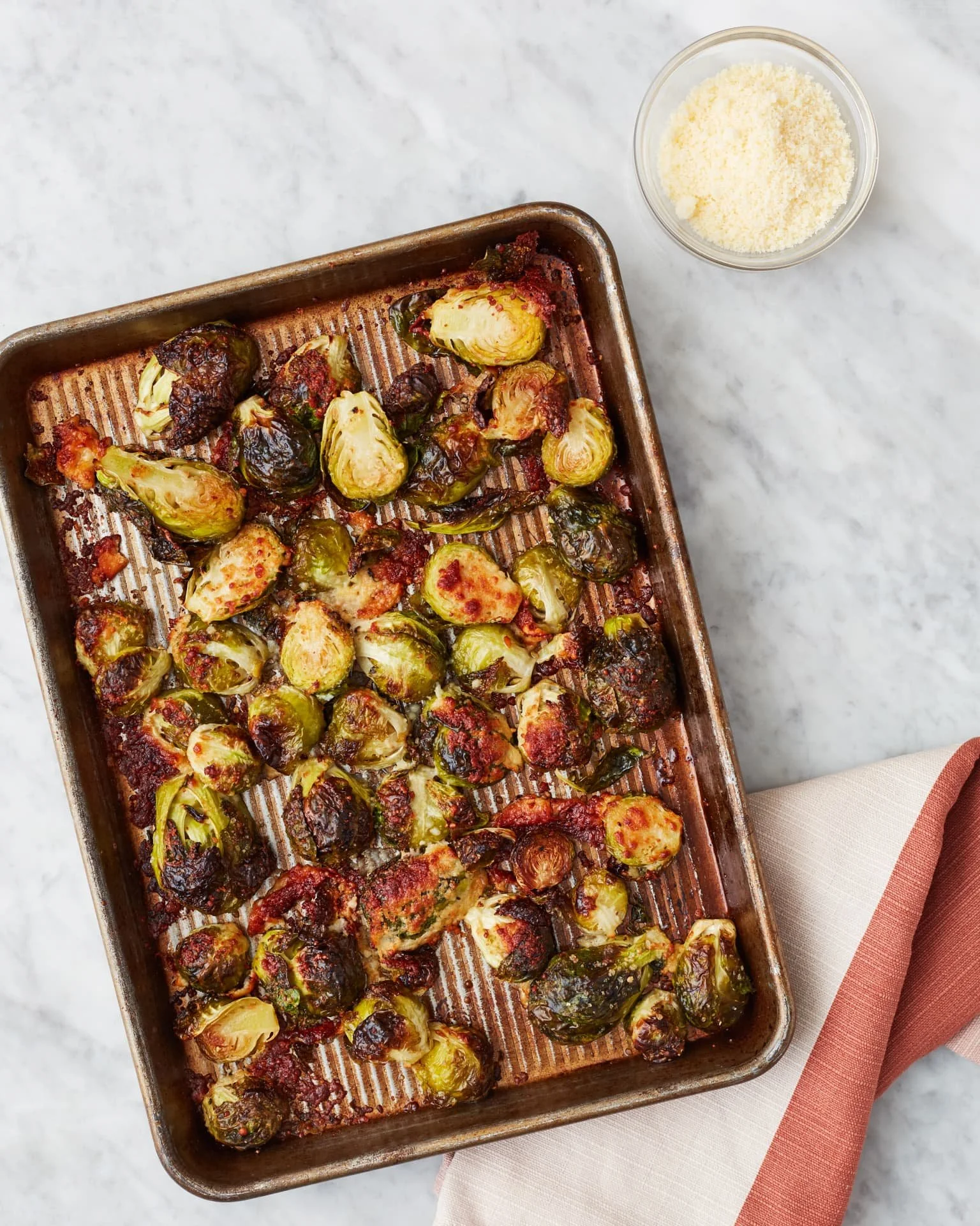 Pan Roasted Brussels Sprouts with Parmesan