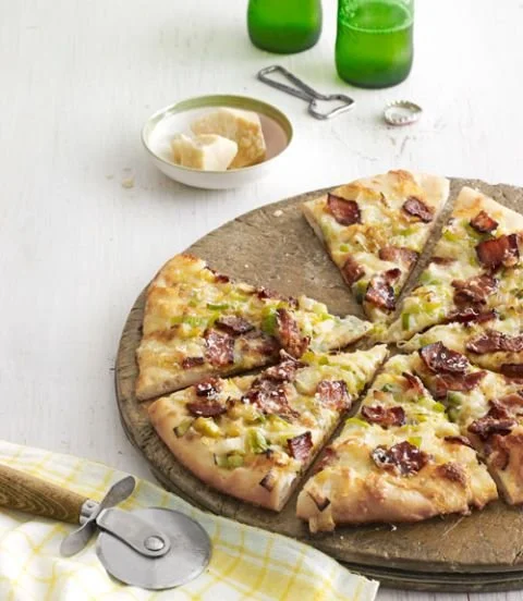 Caramelized Leek and Bacon Pizza