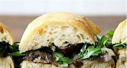 Eggplant Sandwich with Peppers and Candy Onions