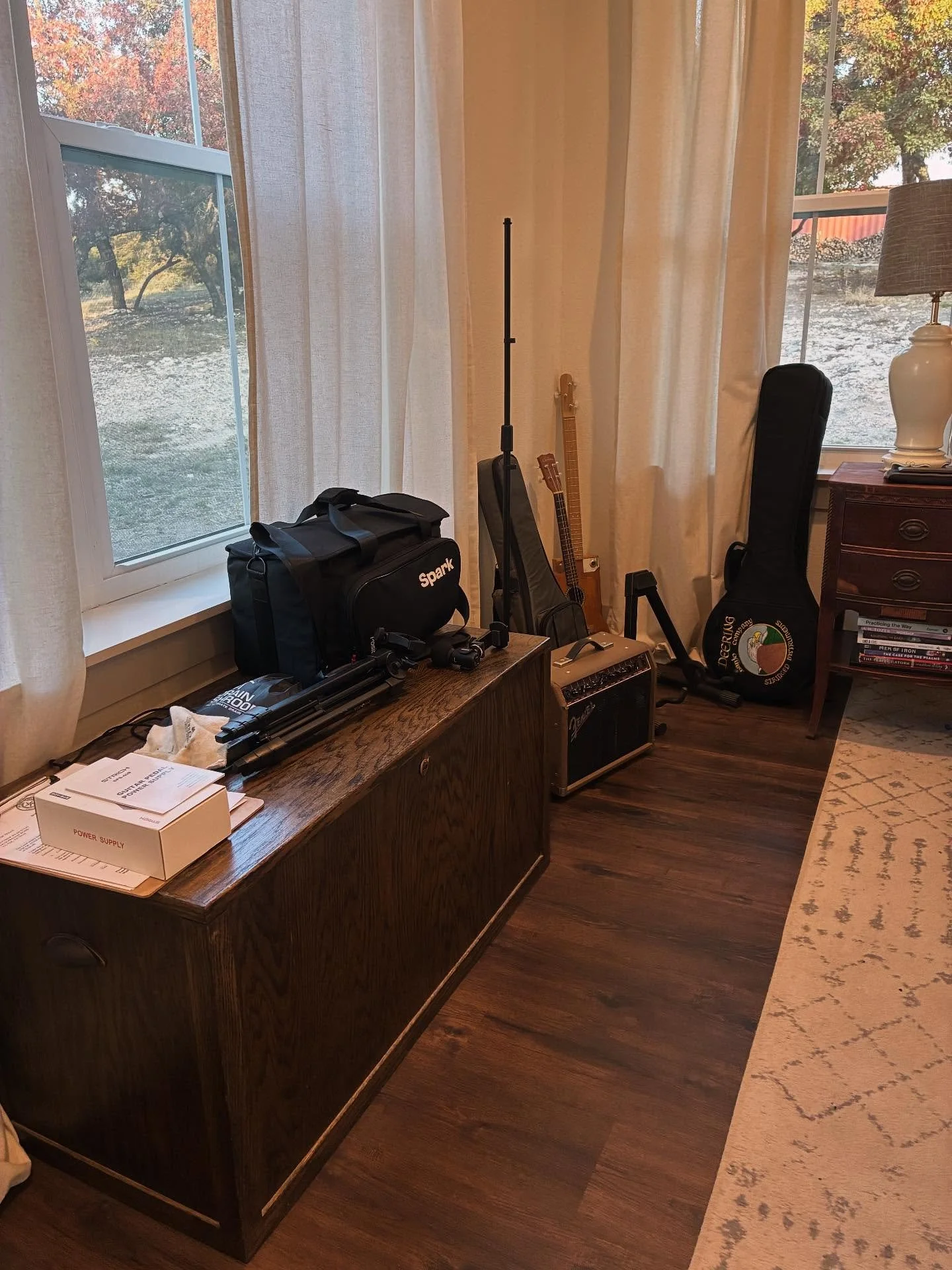 Not too long ago, I would fume and stew because I tripped over another guitar case or found cables strewn on the floor.  I would grimace at the pile of speakers and instruments on Matt&rsquo;s side of the bed, and think through how I would help him s