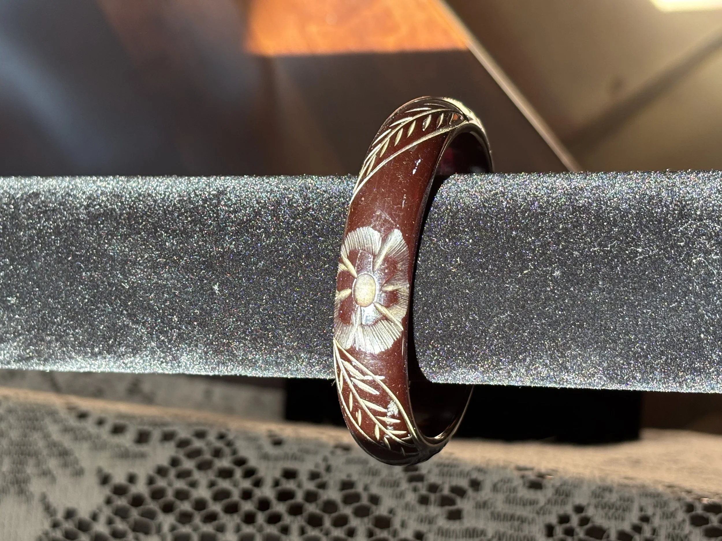 Vintage Etched Bakelite Bangle