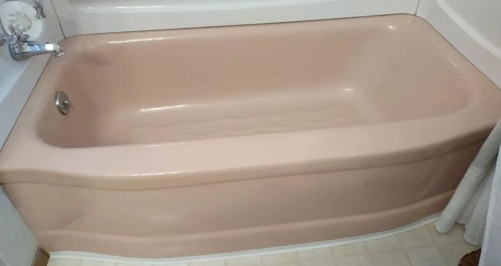 Recently completed bathtub tub shower refinishing resurfacing reglazing ...