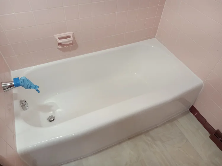 Recently completed bathtub tub shower refinishing resurfacing reglazing