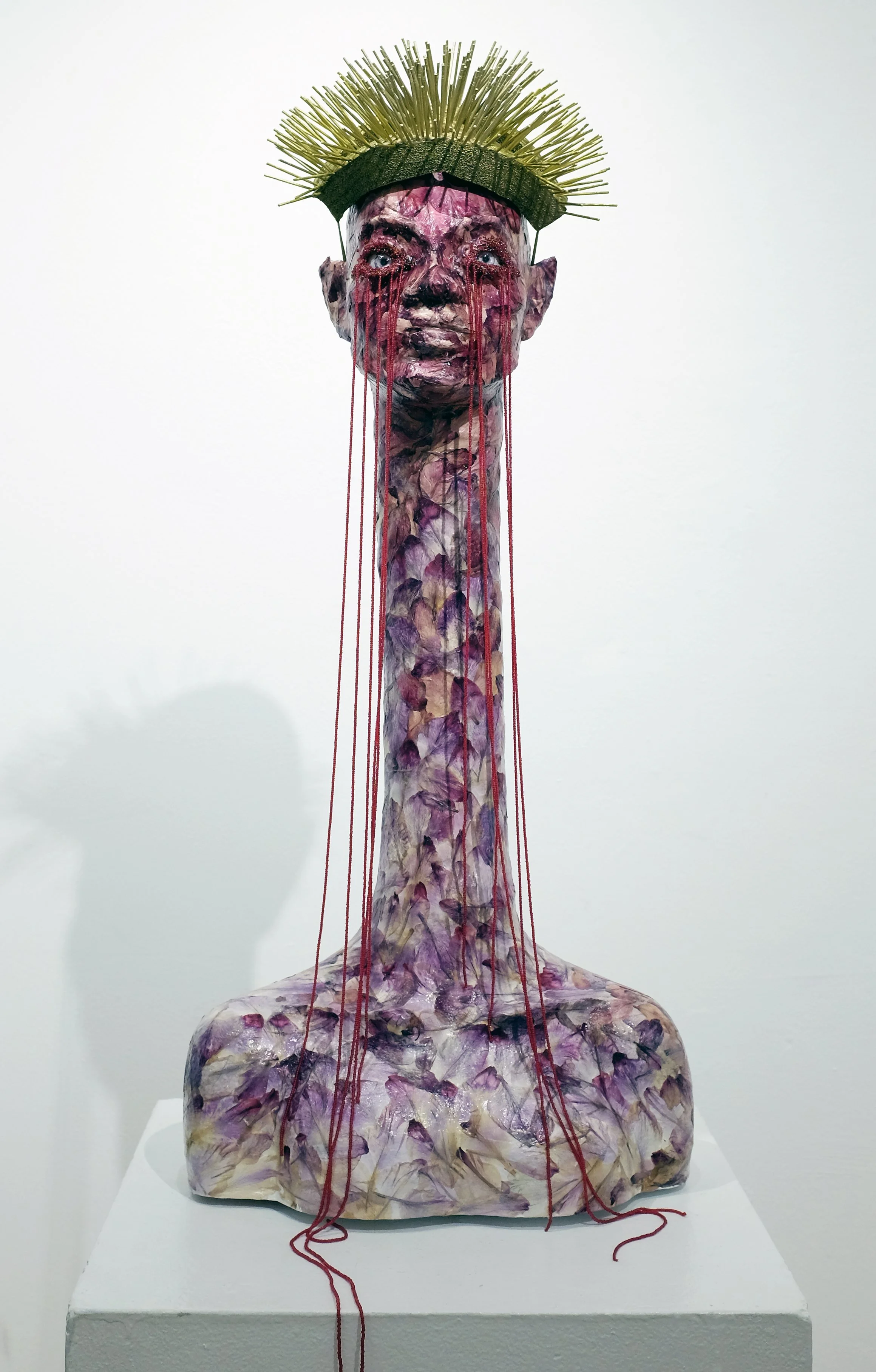 Lax Chimera I, 2026, Epoxy clay, mannequin parts, flower petals, beads, medium, H:34"x W:15"x D:11"