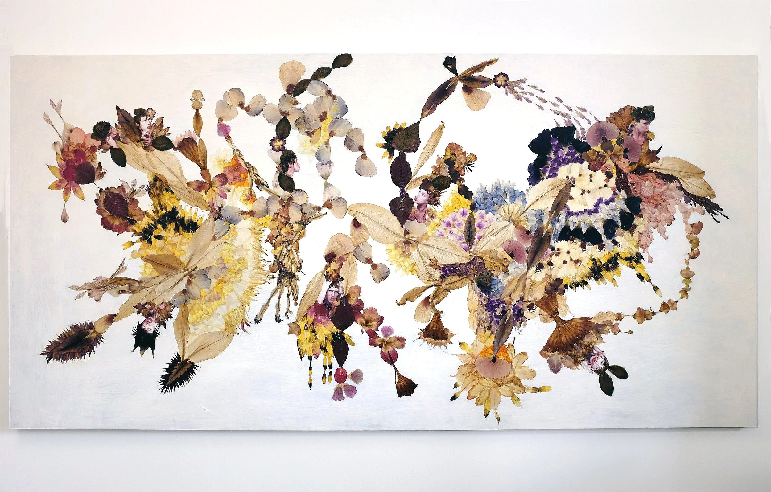 Hanging Gardens, photographs, acrylic, flower petals, medium & UV protection, wood panel. H:36“x W:72”

