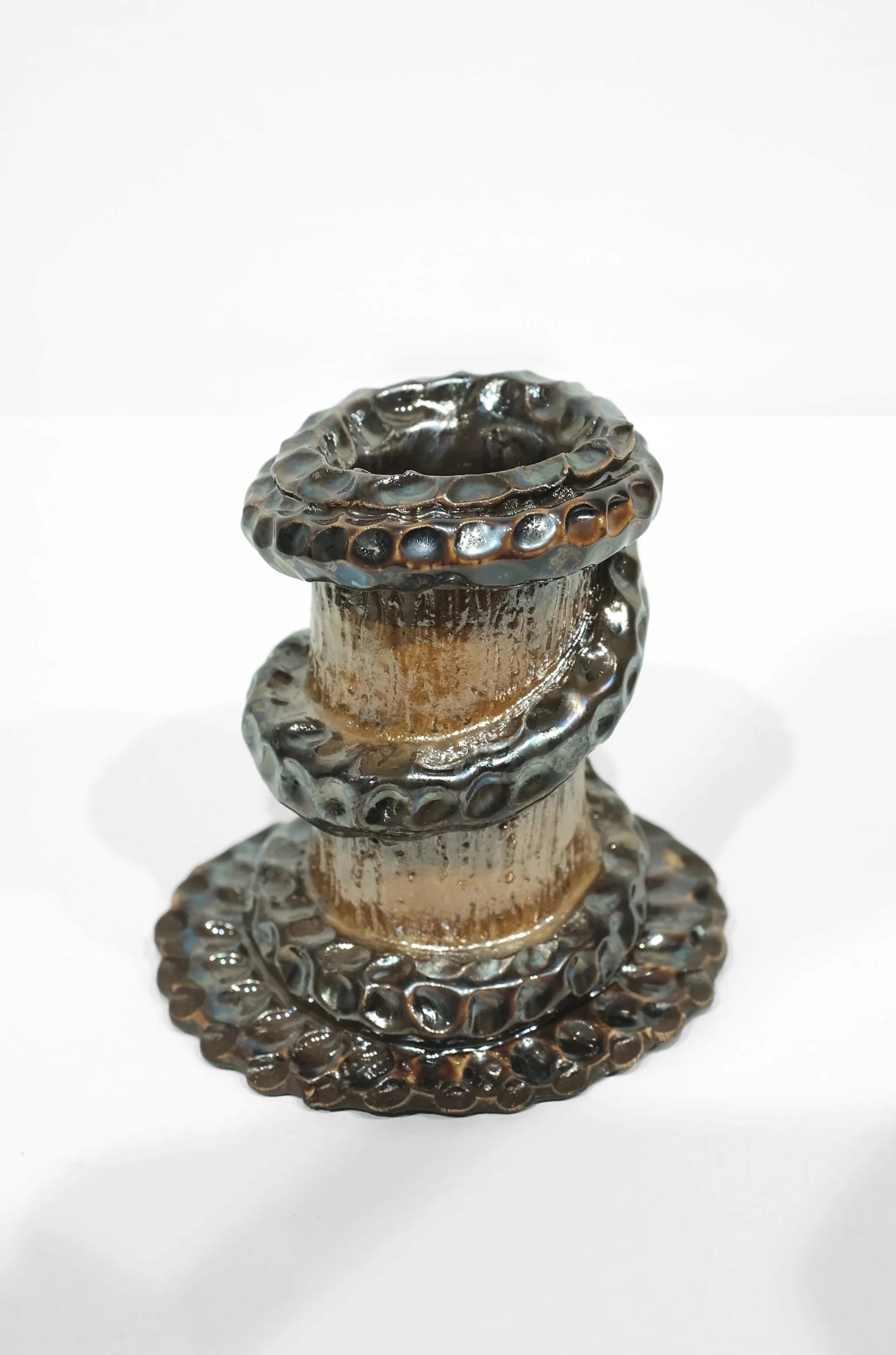 White stoneware, mix glazes, H: 3 x W: 3 x D: 1.5 Inches