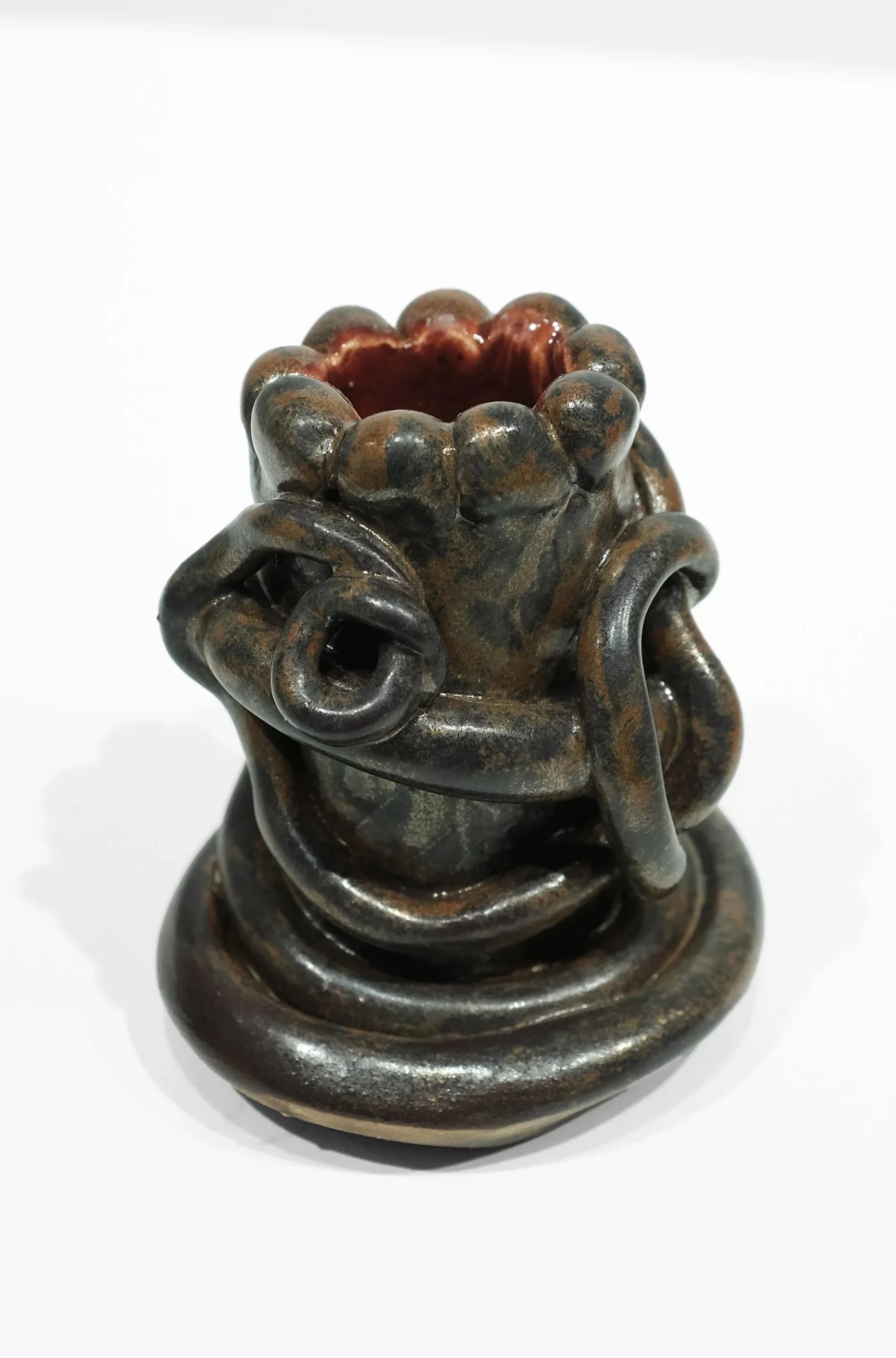 White stoneware, mix glazes, H: 3 x W: 3 x D: 1 Inches