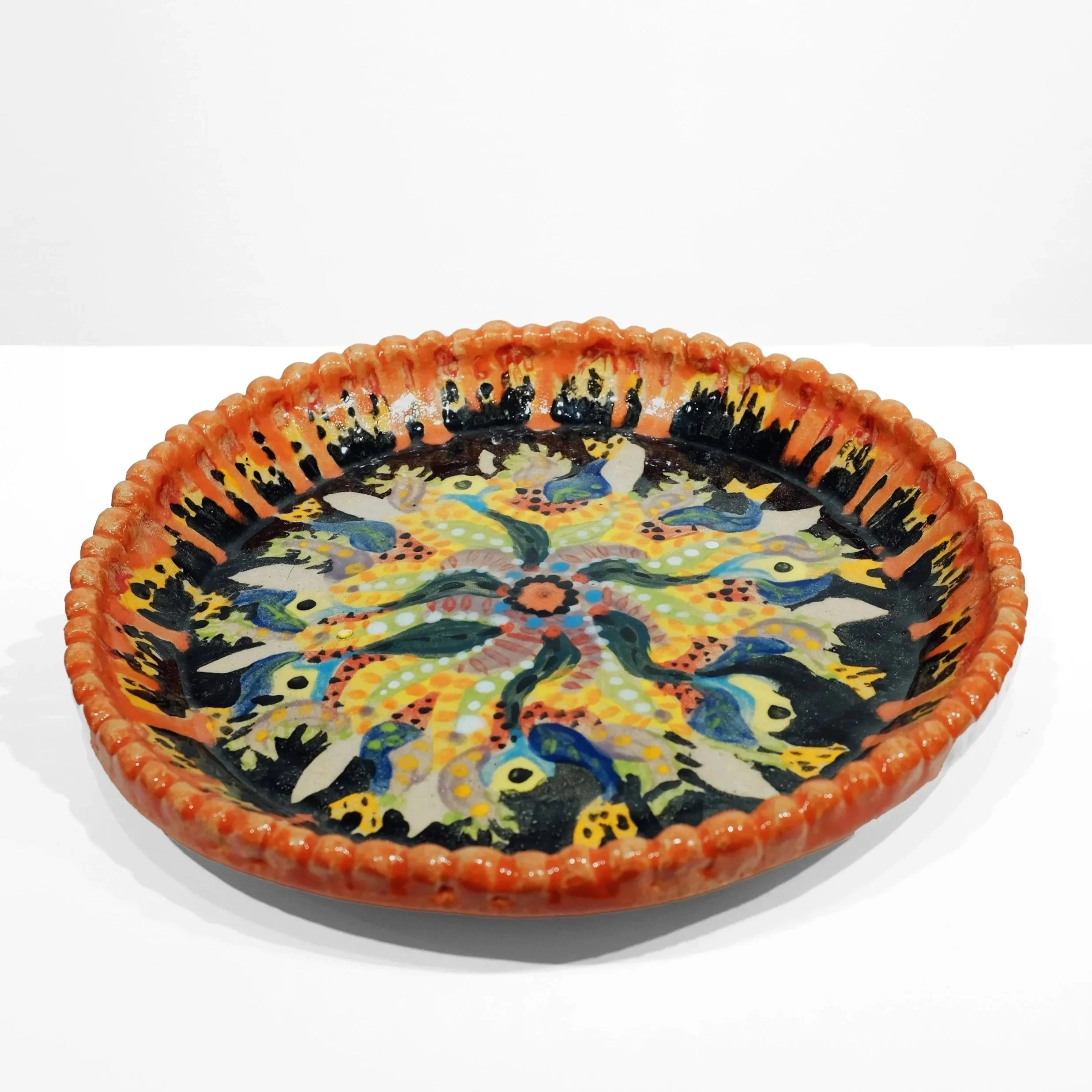 T1 stoneware, underglazes, mix glazes, H: 1.5 x W: 11 x D: 11 Inches