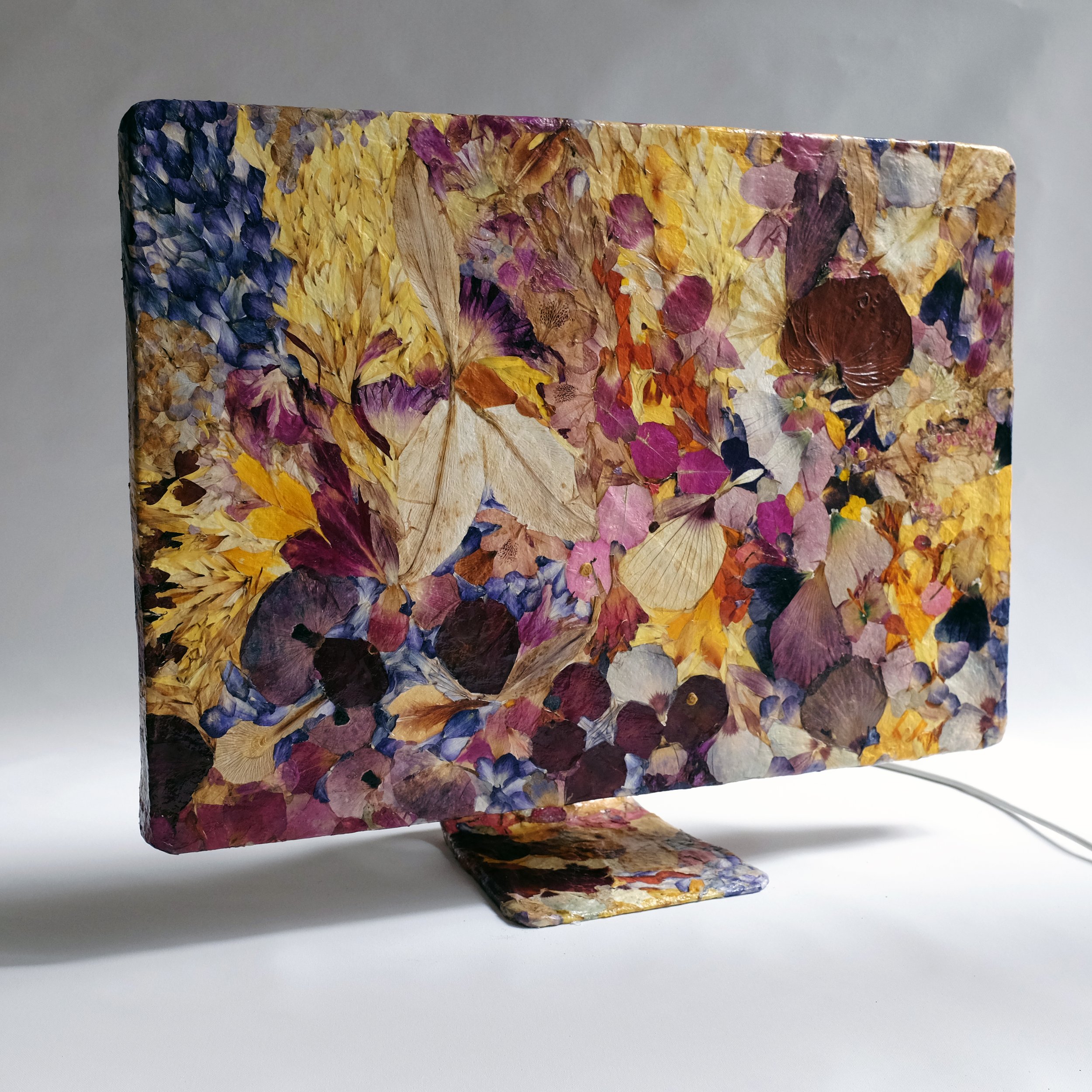 Imac 2009 (full HD), plaster cloth, flower petals, varnish, W: 25.5” x H: 20” x D: 8.5”, 2024