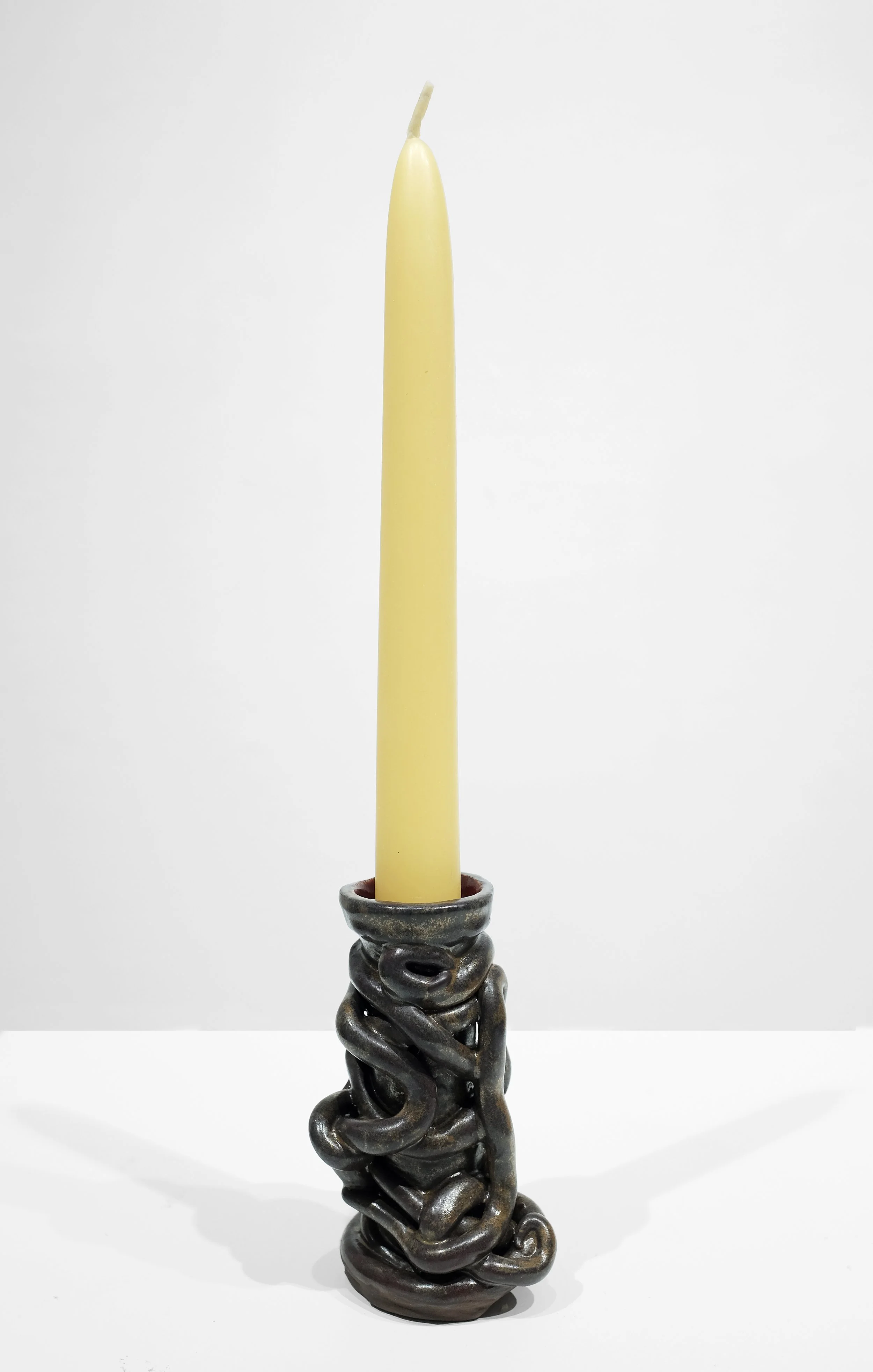 White stoneware, mix glazes, H: 4 x W: 2.5 x D: 1.5 Inches